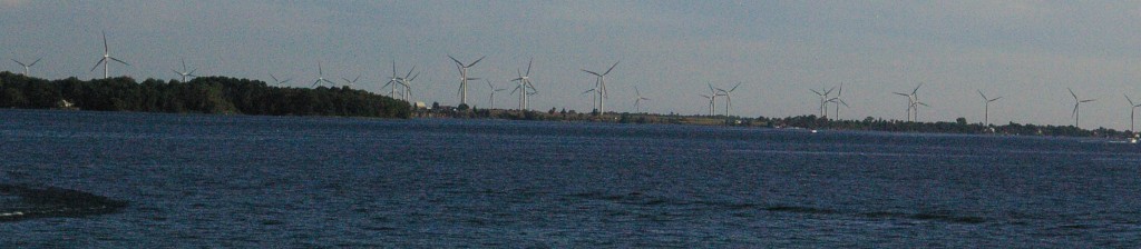 A few years ago, I took this photo of some of the onshore wind turbines on Wolfe Island. I don't have any photos of the offshore installations, because they haven't been built.