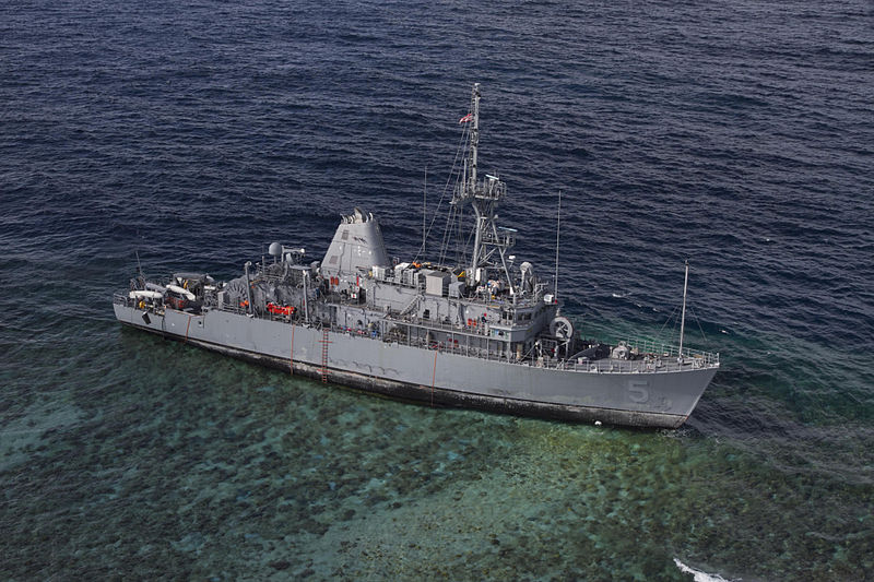 USS Guardian aground in the Sulu Sea January 2013