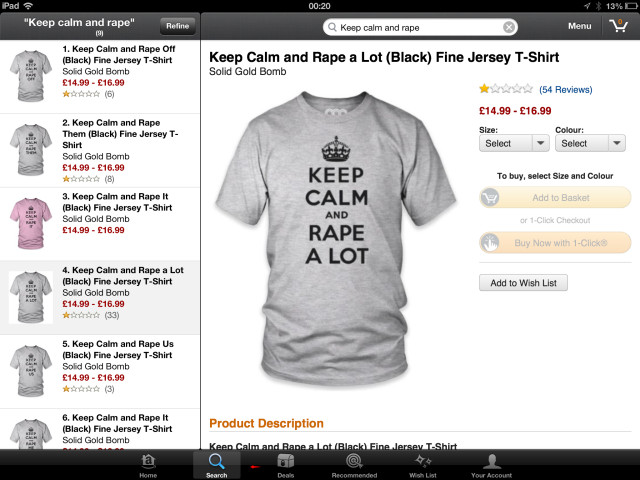 Amazon Keep Calm and blank T-shirt
