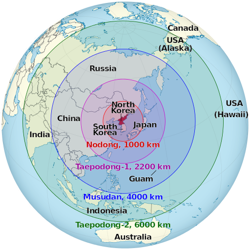 North Korean missile ranges