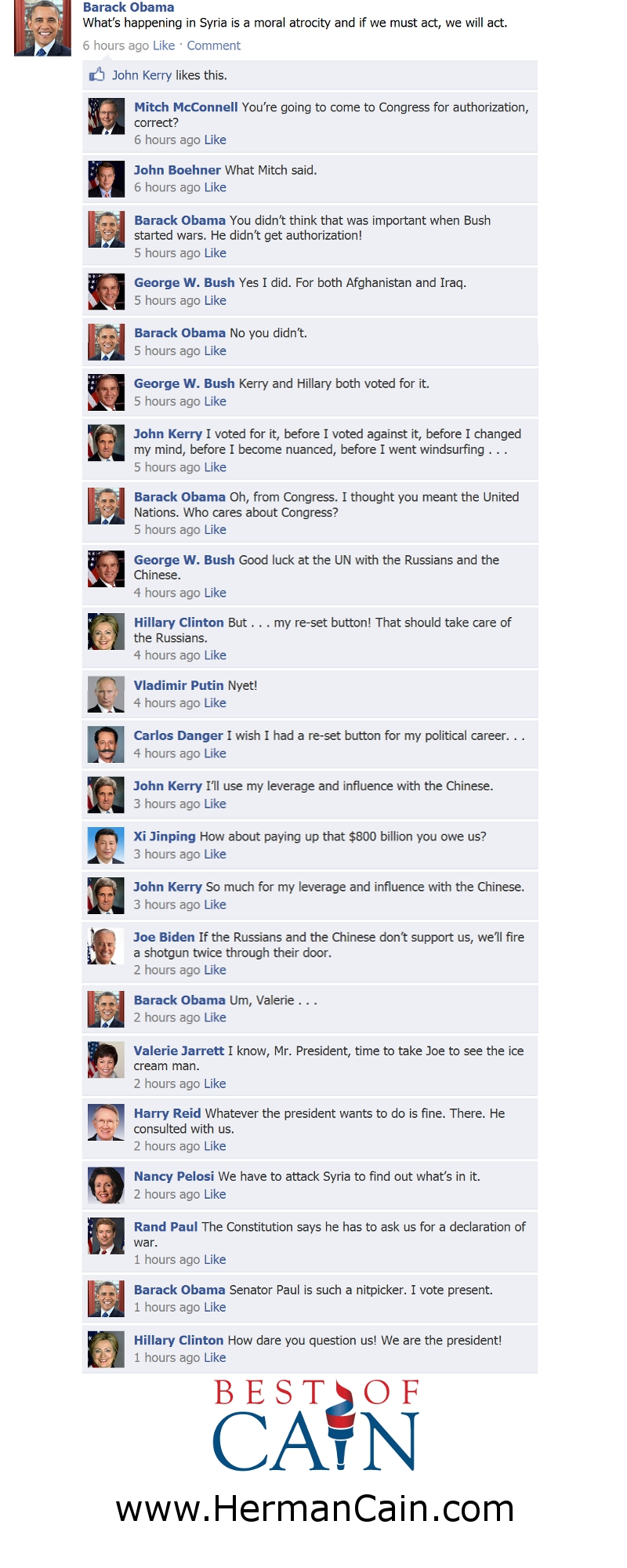 Cain - Facebook posts on Syria