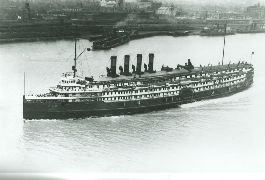 The steamship 'Seeandbee' before it was converted to the 'USS Wolverine' (IX-64)
