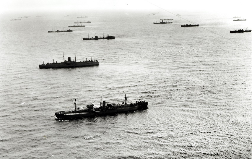 Merchant ships of Convoy HX188 en route to Britain. Photo: Library and Archives Canada PA-115006 