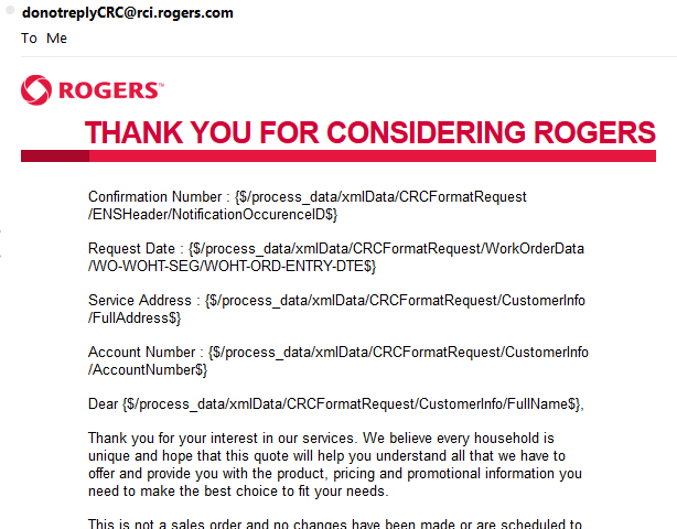 Rogers internet service quote glitch