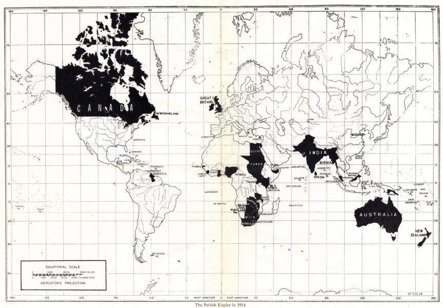 The British Empire in 1914 (via antiquaprintgallery.com)