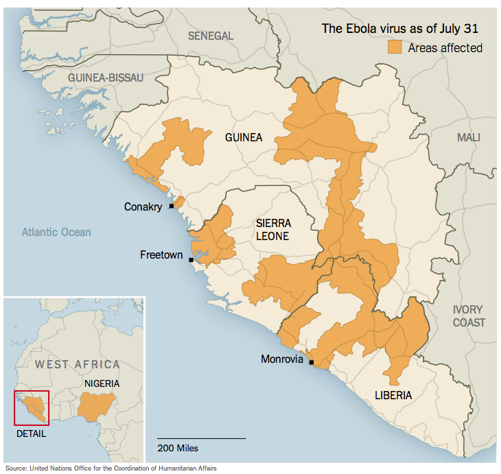 Ebola outbreak in west Africa