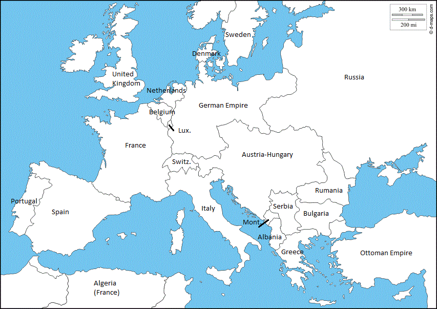 Europe, 1914 (base map by d-maps.com)