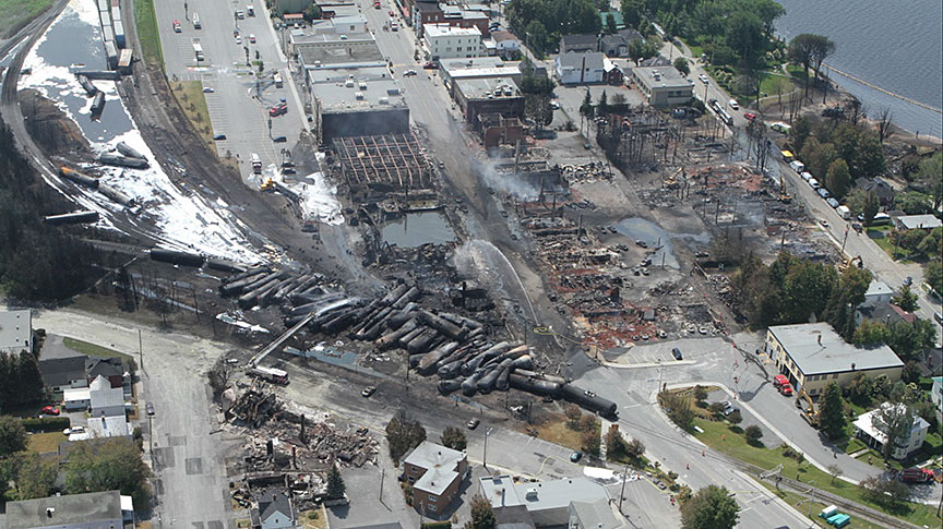 Lac-Mégantic derailment aftermath in July 2013
