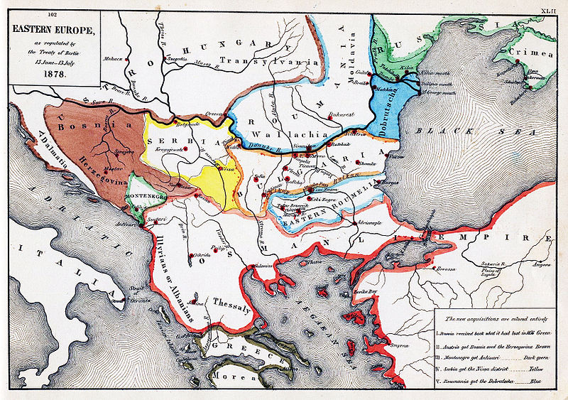 Map of South-Eastern Europe after the Congress of Berlin, 1878 (via Wikipedia)