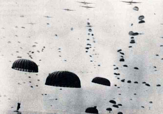 Paratroopers descend enmasse at the DZs near Arnhem, September 1944 Uploaded by: Mac Magreehan. (via Forces.TV)