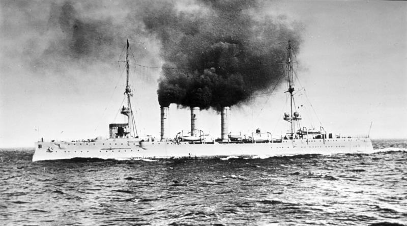 SMS Emden underway in 1910 (via Wikipedia)