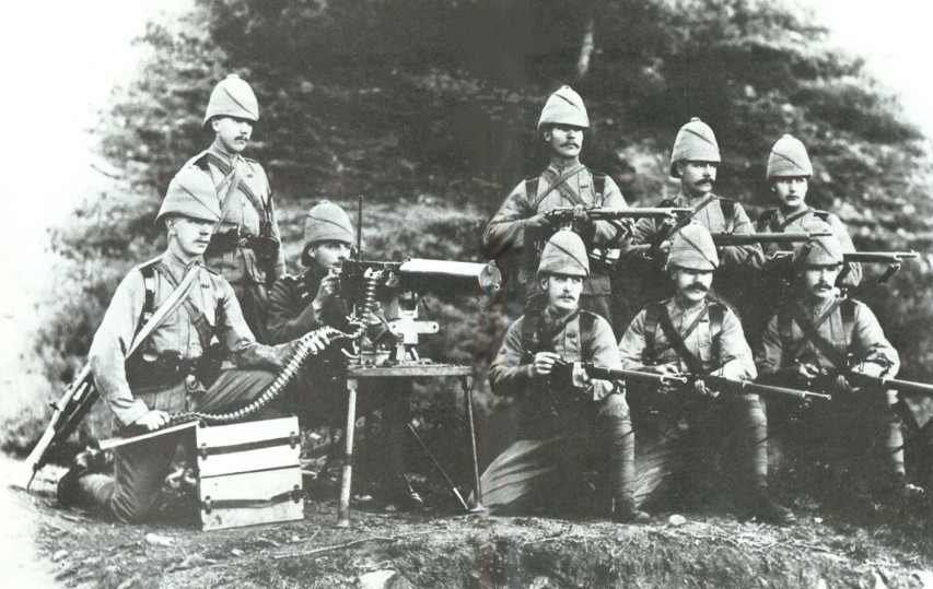 A British Maxim gun section that took part in the Chitral Relief Expedition of 1895. Public domain photo