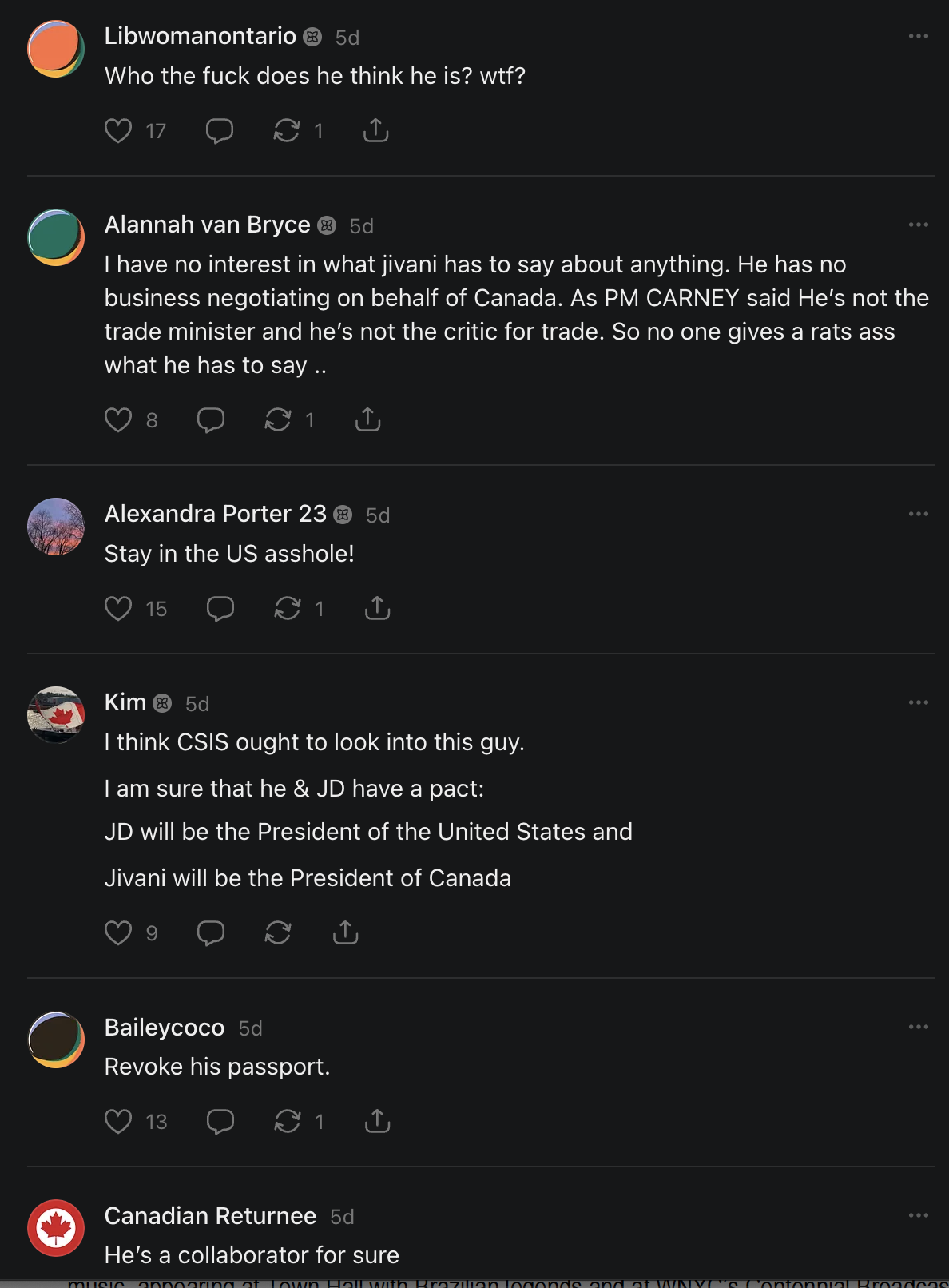 Reactions to Jamil Jivani's trip to DC